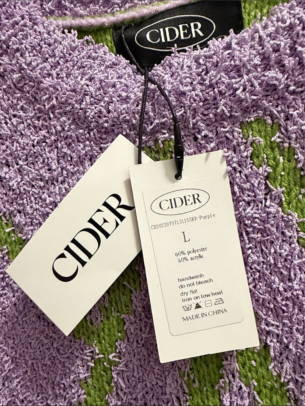 Cider Lavender & Lime Fringe Knit Vest - Picture 2 of 3